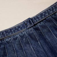 Denim Pleated Mini Skirt