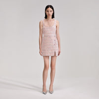 Pink Sequin Boucle Mini Dress