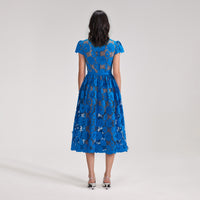 Blue Poppy Midi Dress