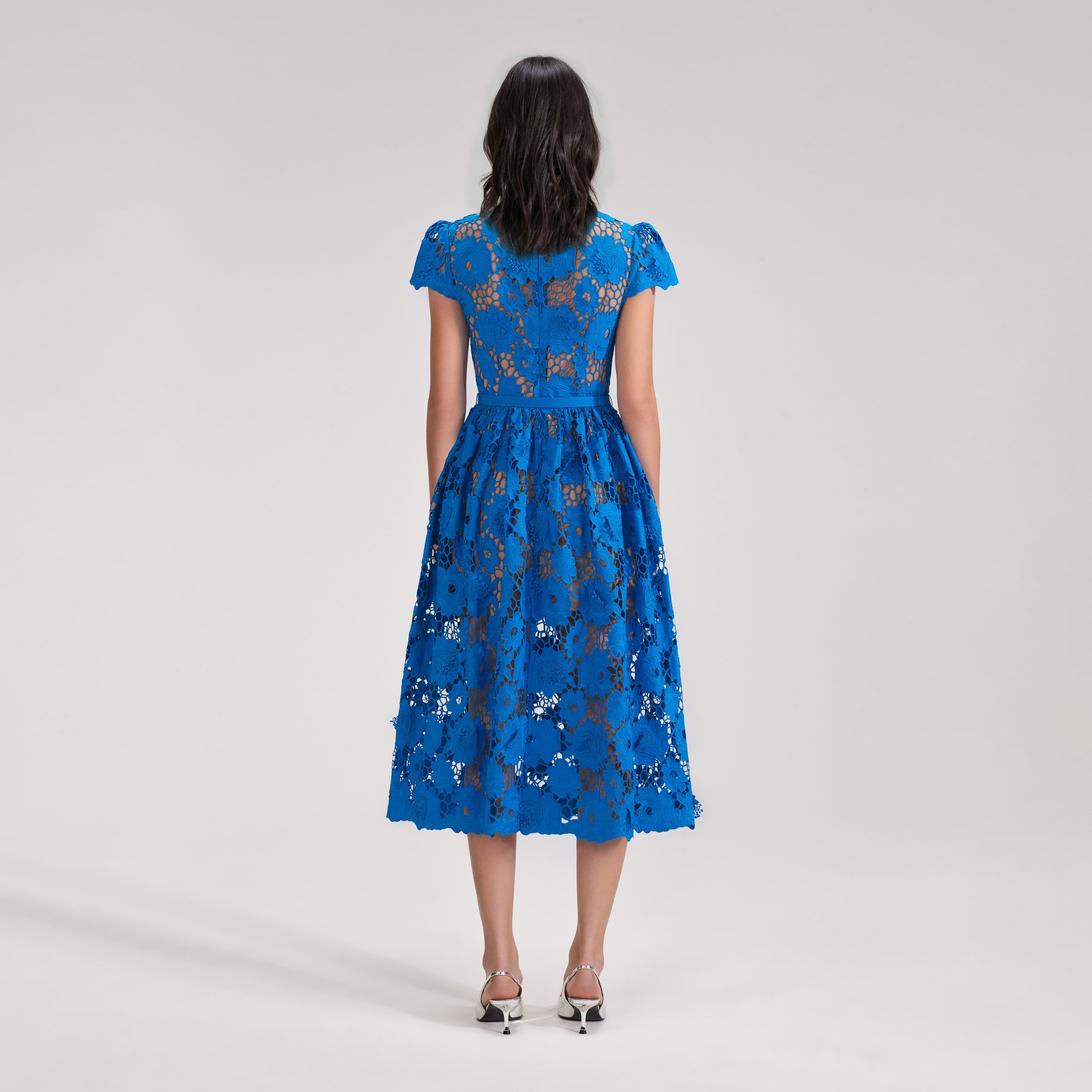 Blue Poppy Midi Dress