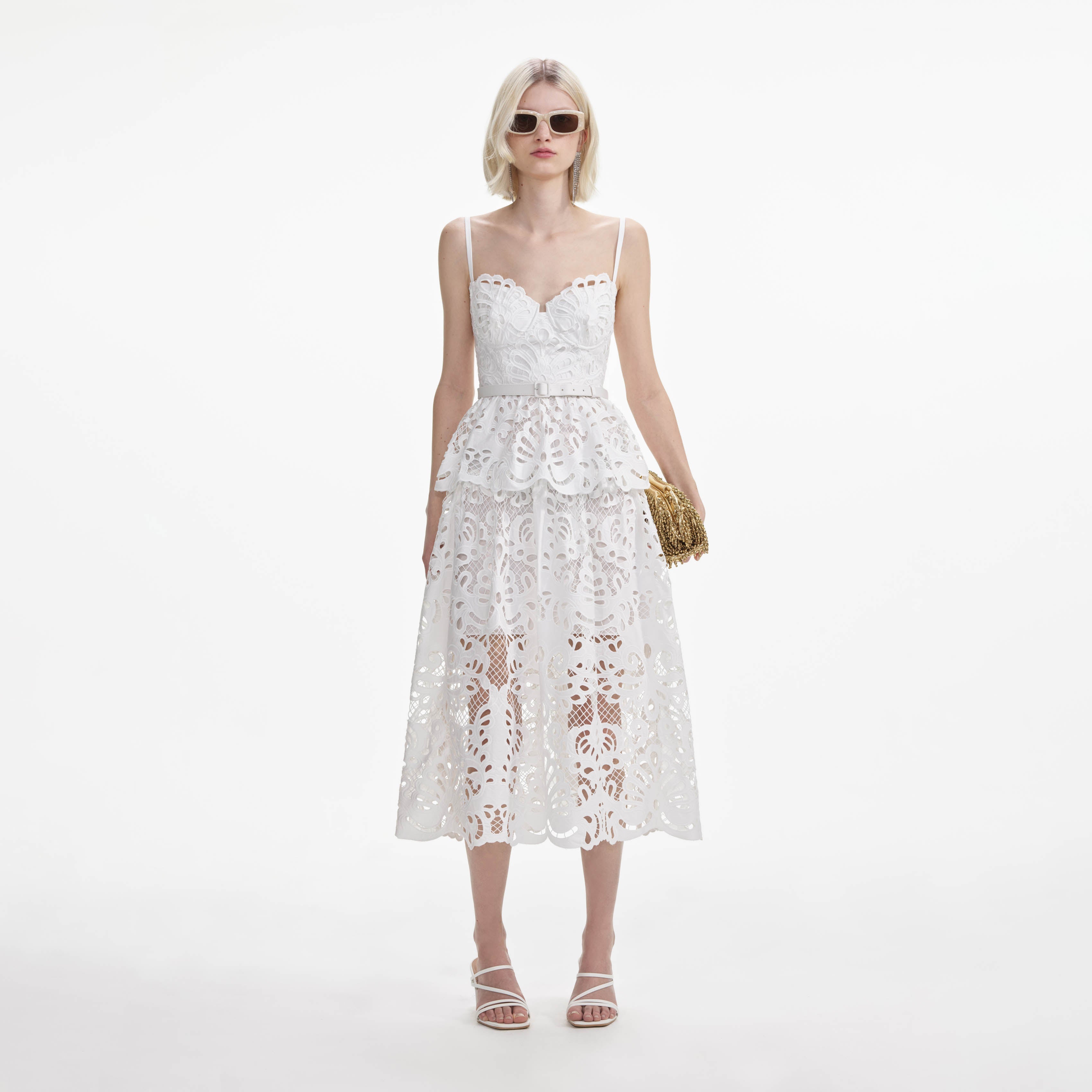 Lace tiered midi dress shops