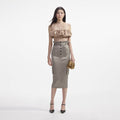 Beige Taffeta Bandeau Top