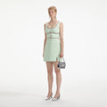 Mint Diamante Bow Trim Mini Dress