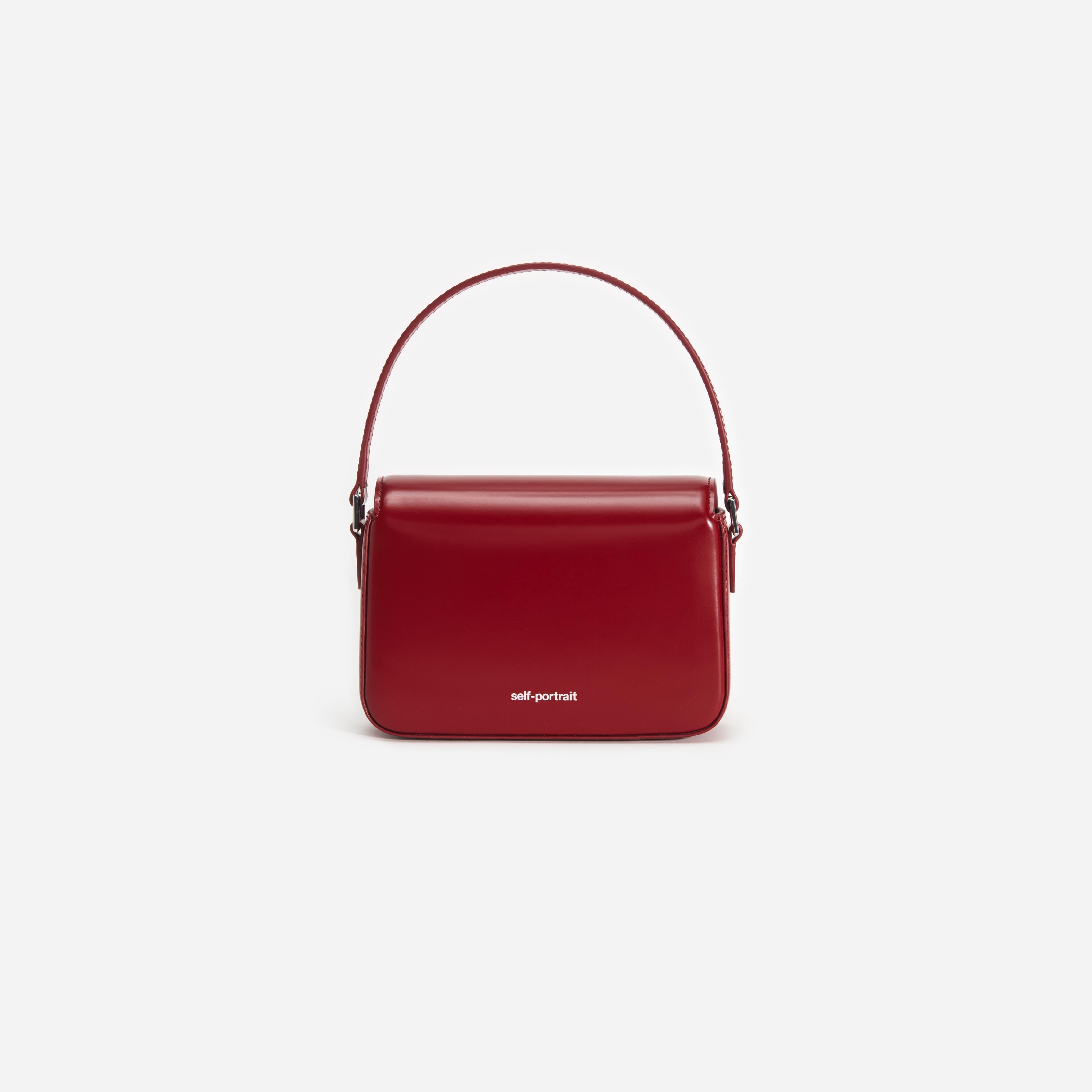 Burgundy Leather Micro Bag – self-portrait-EU