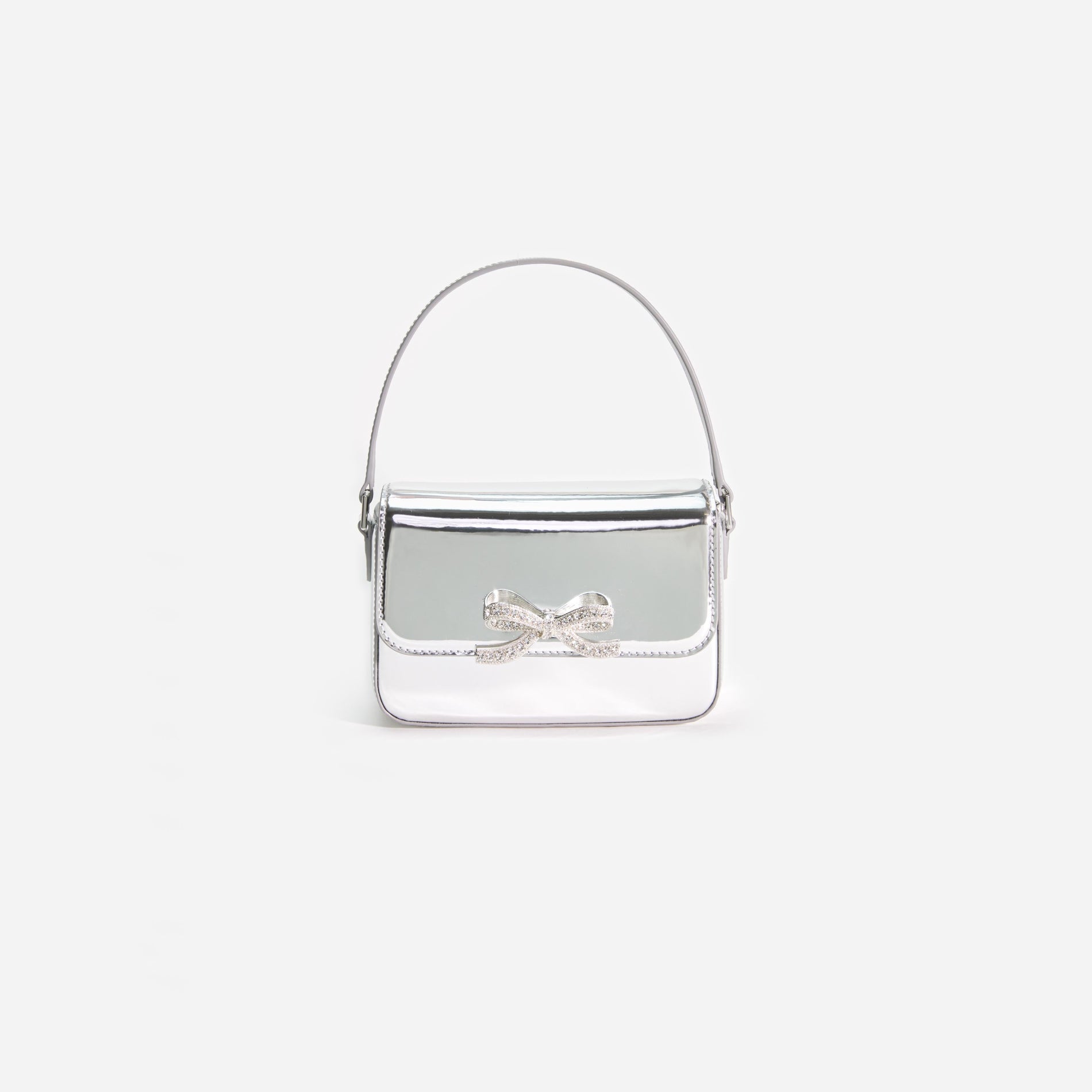 Silver Leather Micro Bag