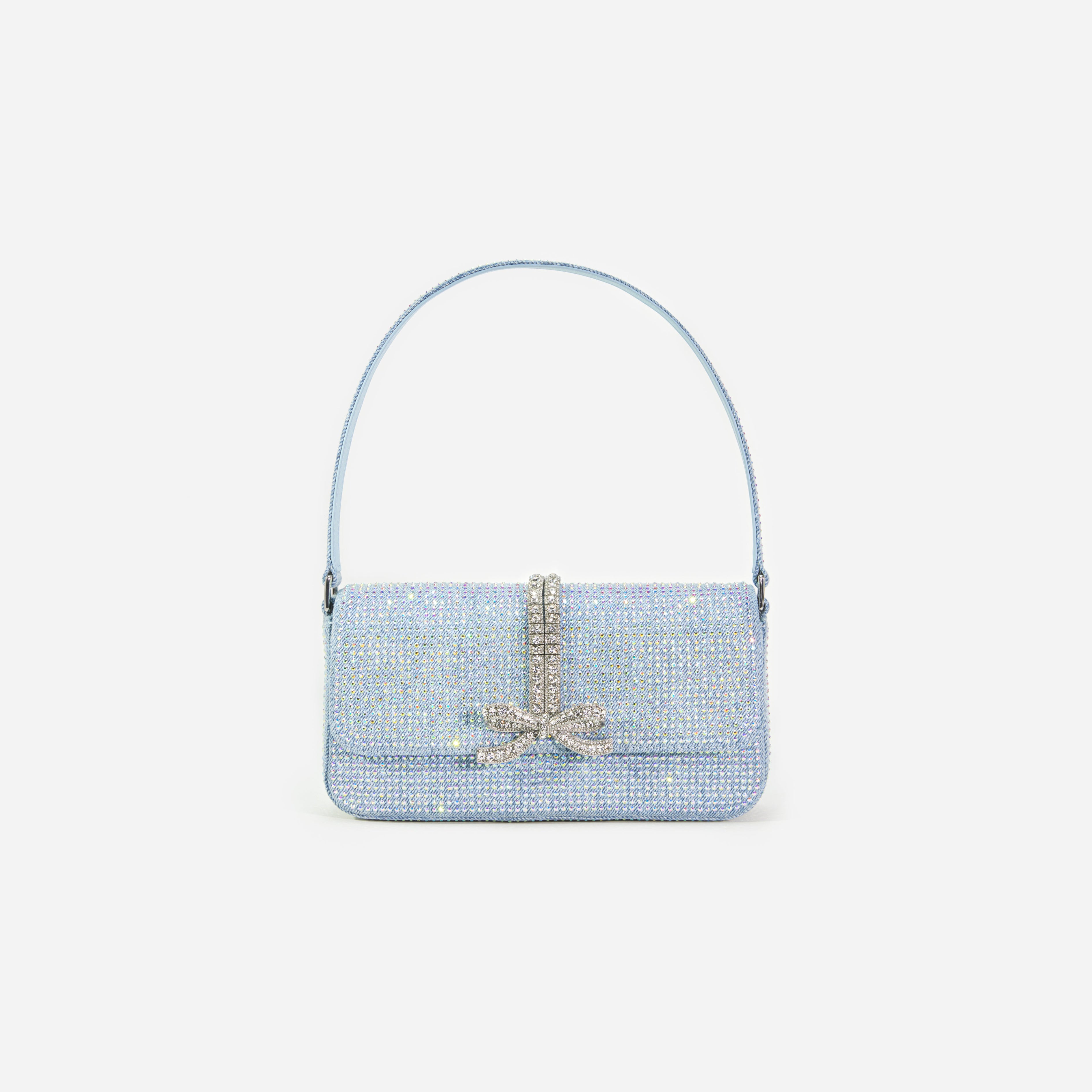 Blue Rhinestone Denim Shoulder Bag