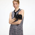 Black Embellished Micro Bow Bag