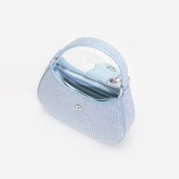 Blue Rhinestone Denim Cresent Bag