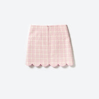 Pink Check Boucle Skirt