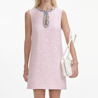 Pink Sequin Boucle Mini Dress