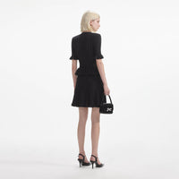 Black Knit Peplum Mini Dress