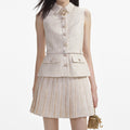 Cream Metallic Boucle Tailored Mini Dress