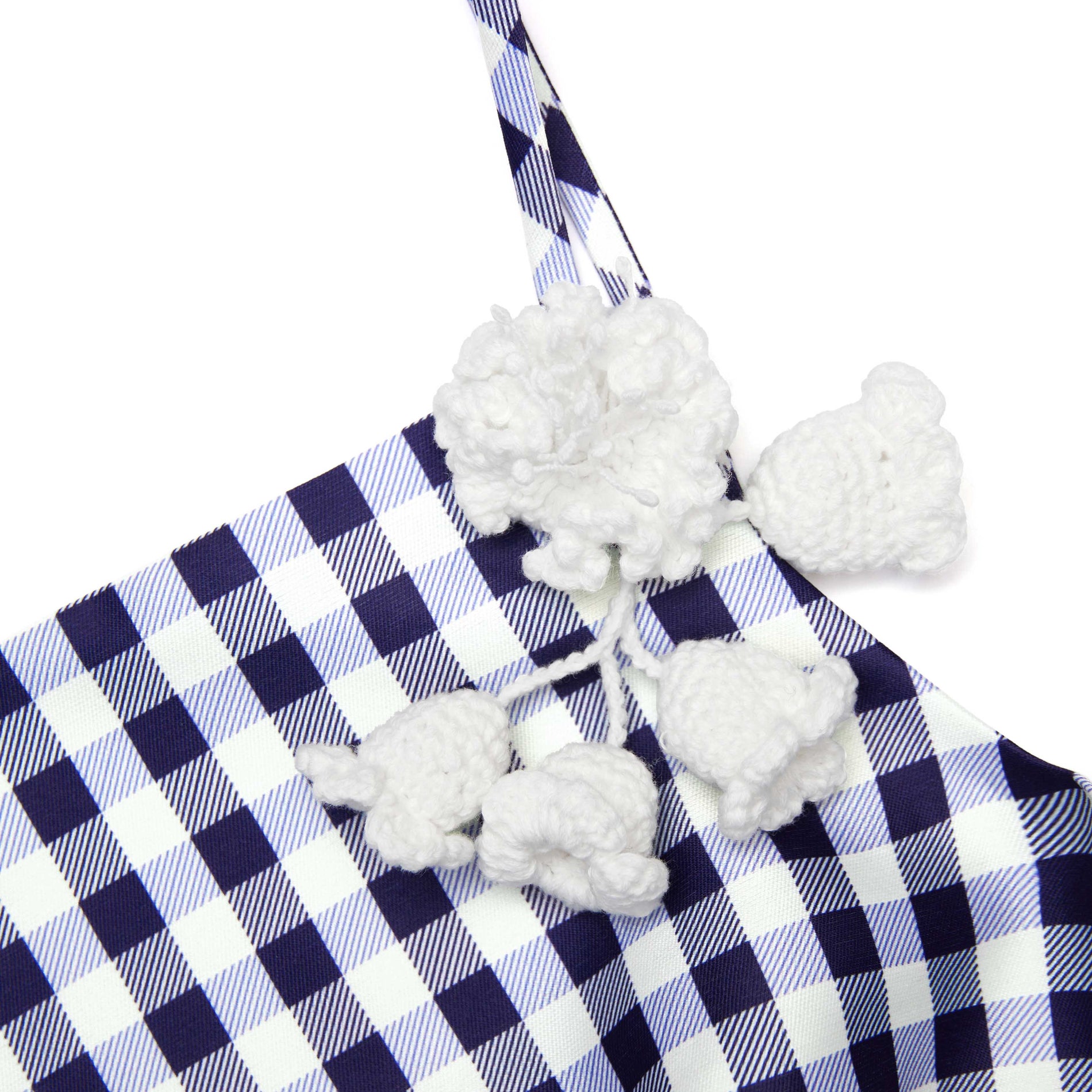 A close up of the fabric for the Navy Gingham Taffeta Top