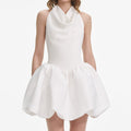 White Halter Neck Mini Dress