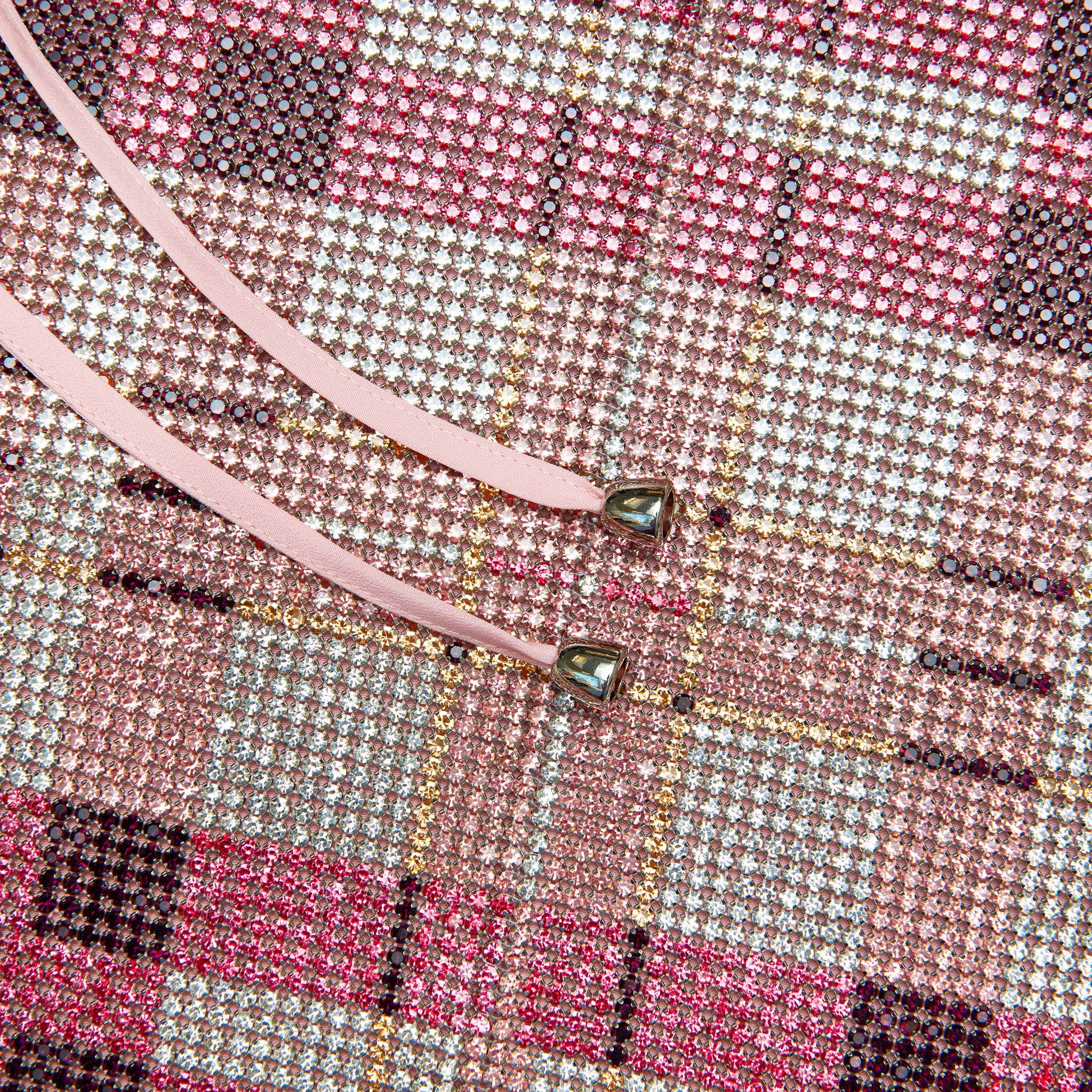 A close up of the fabric for the Pink Check Chainmail Top