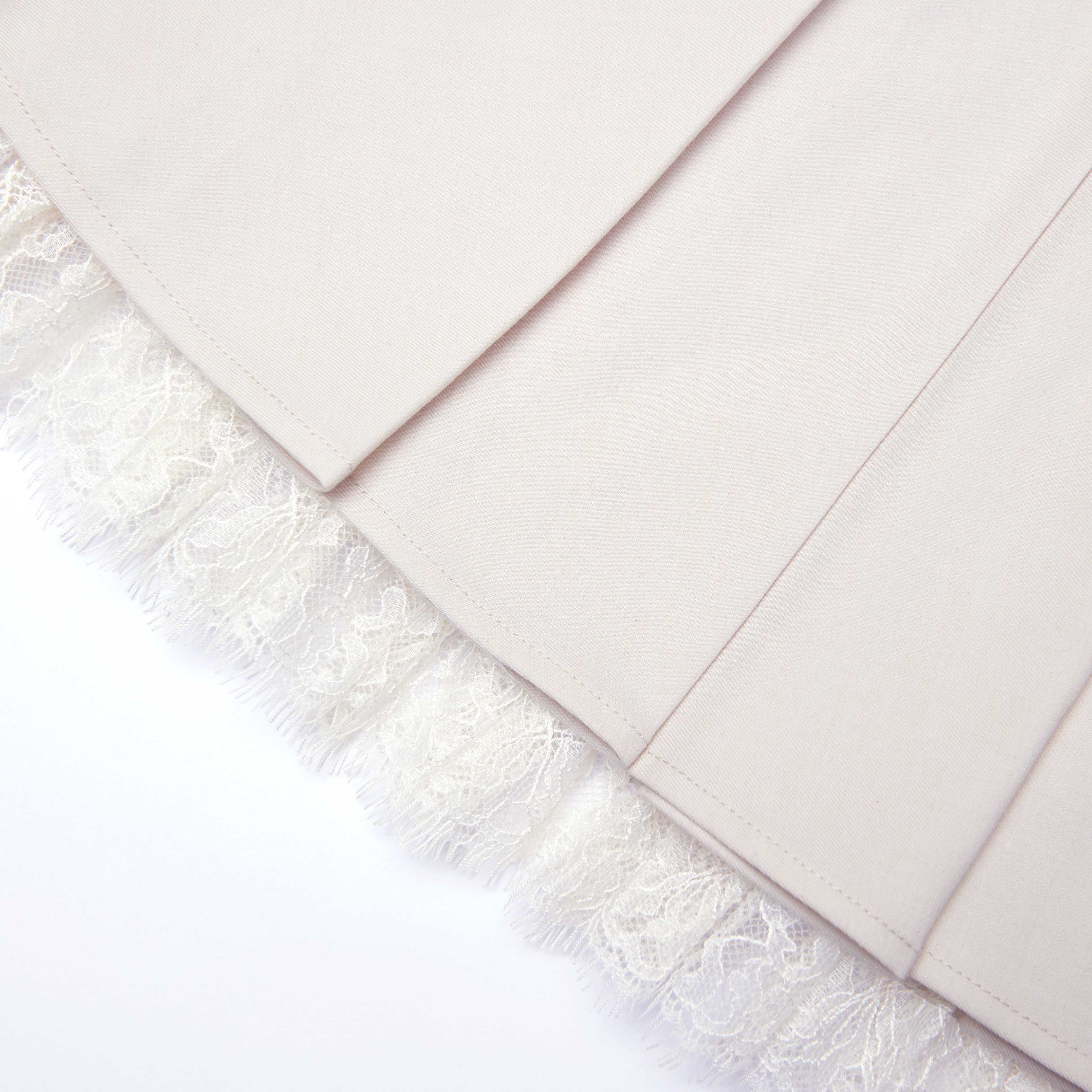 Cream Twill Pleated Mini Skirt