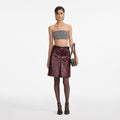 Burgundy Leather Mini Skirt