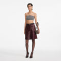 Burgundy Leather Mini Skirt