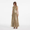 Gold Sleeveless Fil Coupe Maxi Dress