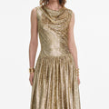 Gold Sleeveless Fil Coupe Maxi Dress