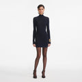 Navy Viscose Knit Mini Dress