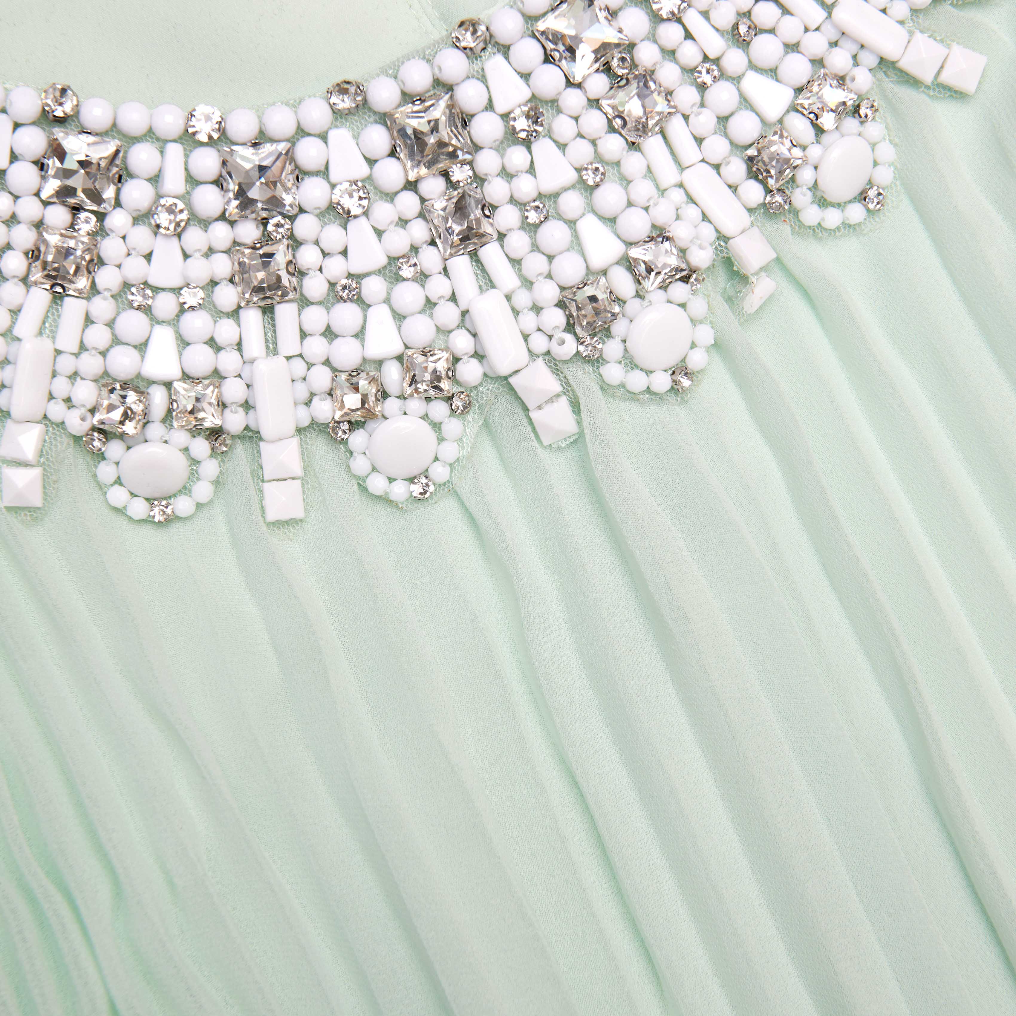 Mint Chiffon Feather Midi Dress