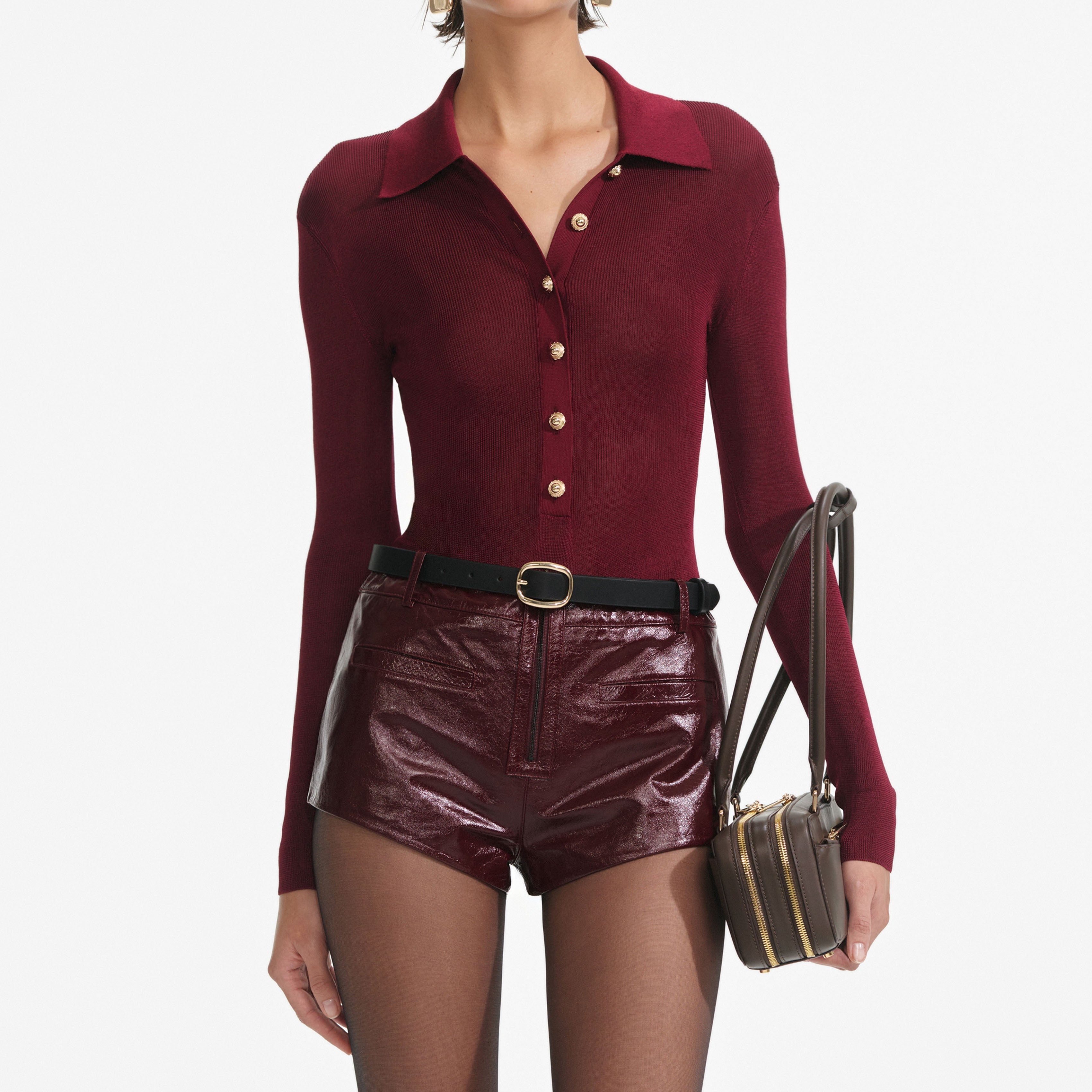 Burgundy Viscose Knit Bodysuit