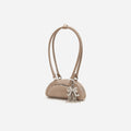 Grey Suede Mini Shoulder Bag With Charm