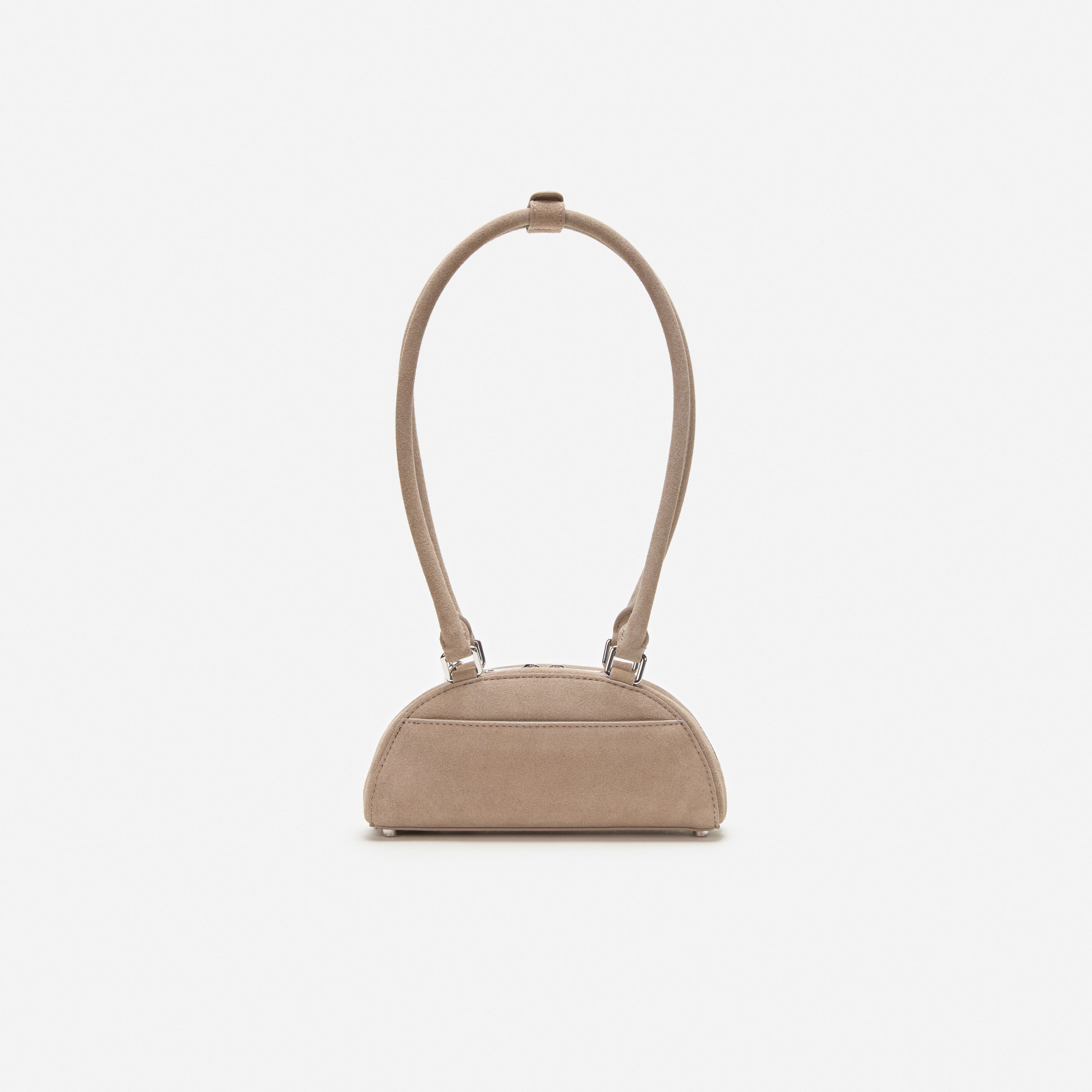 Grey Suede Mini Shoulder Bag With Charm