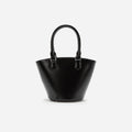 Black Leather Charm Tote Bag