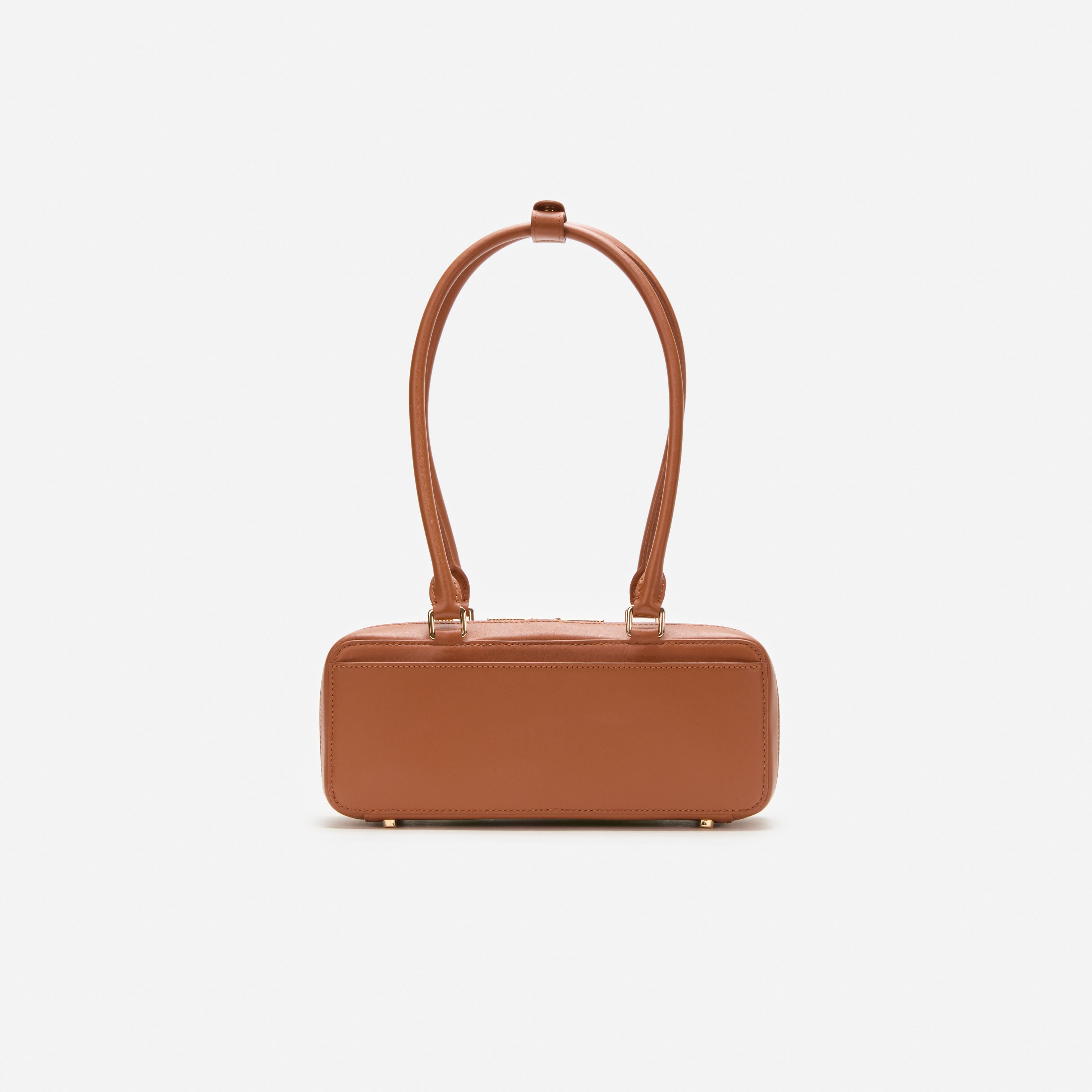 Tan Leather Shoulder Bag With Charm