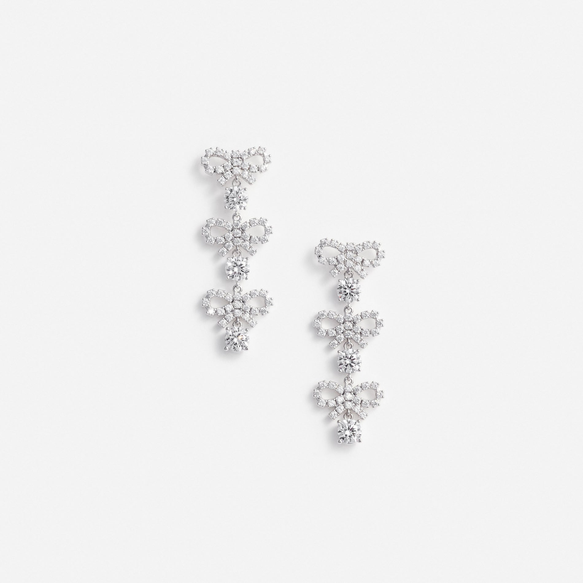 Micro Bow Crystal Tiered Earrings