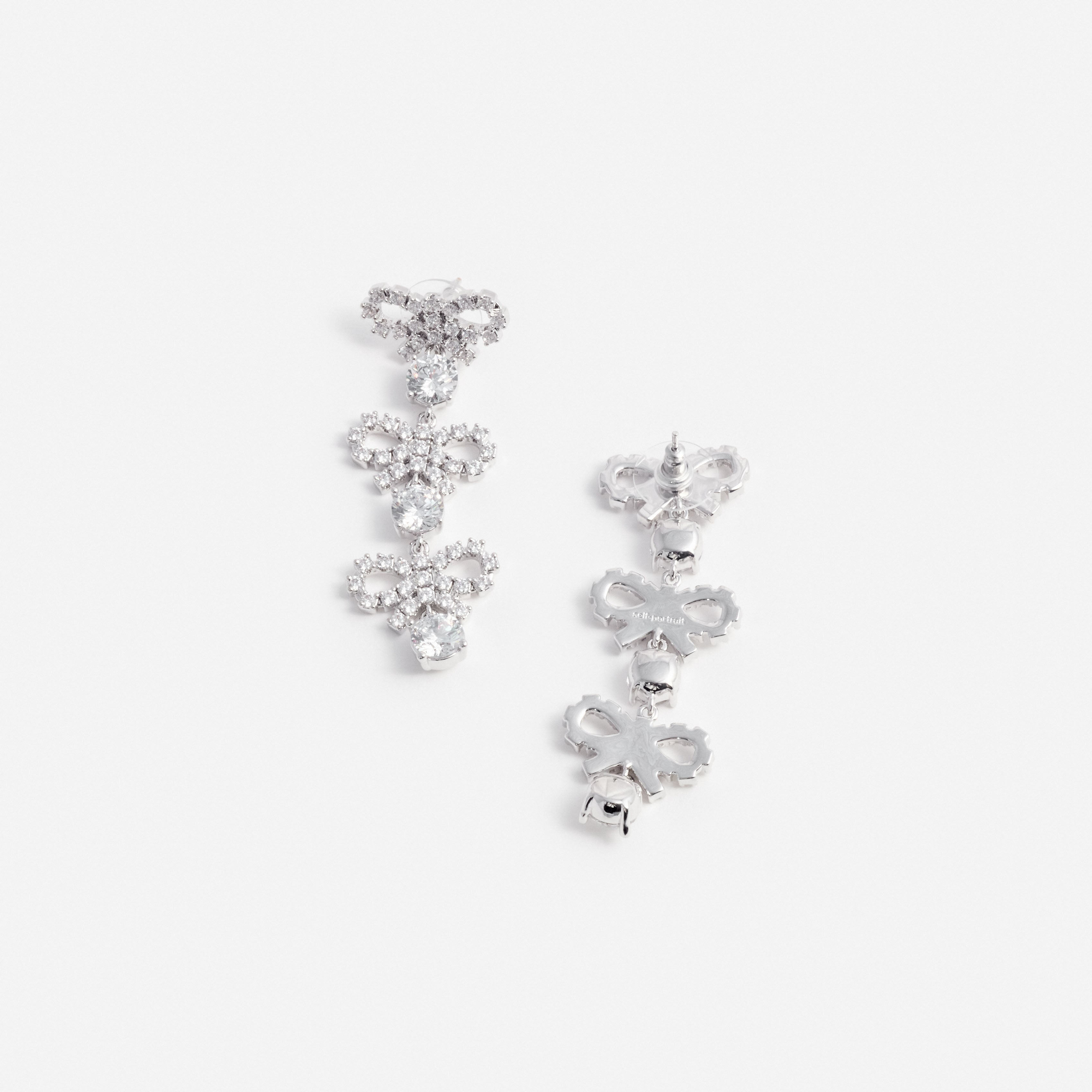 Micro Bow Crystal Tiered Earrings