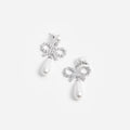 Pearl Bow Droplet Earrings