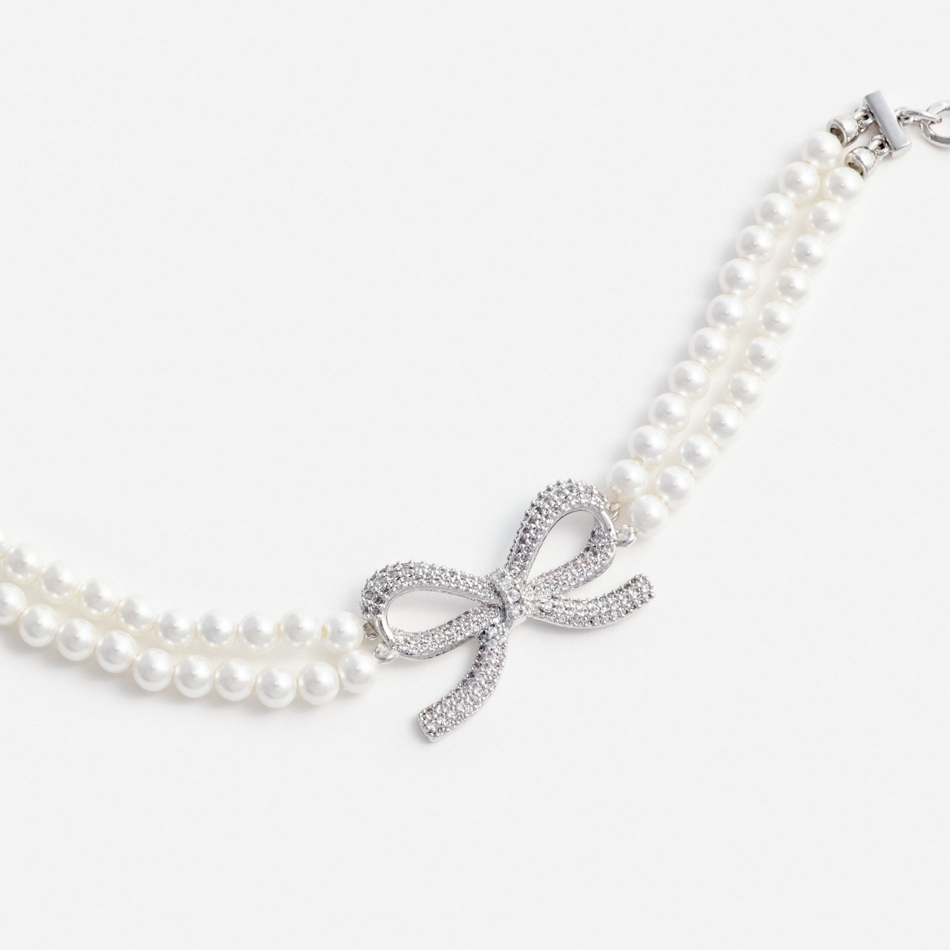 Double Pearl Bow Bracelet
