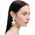 Enamel Flower Tiered Earrings