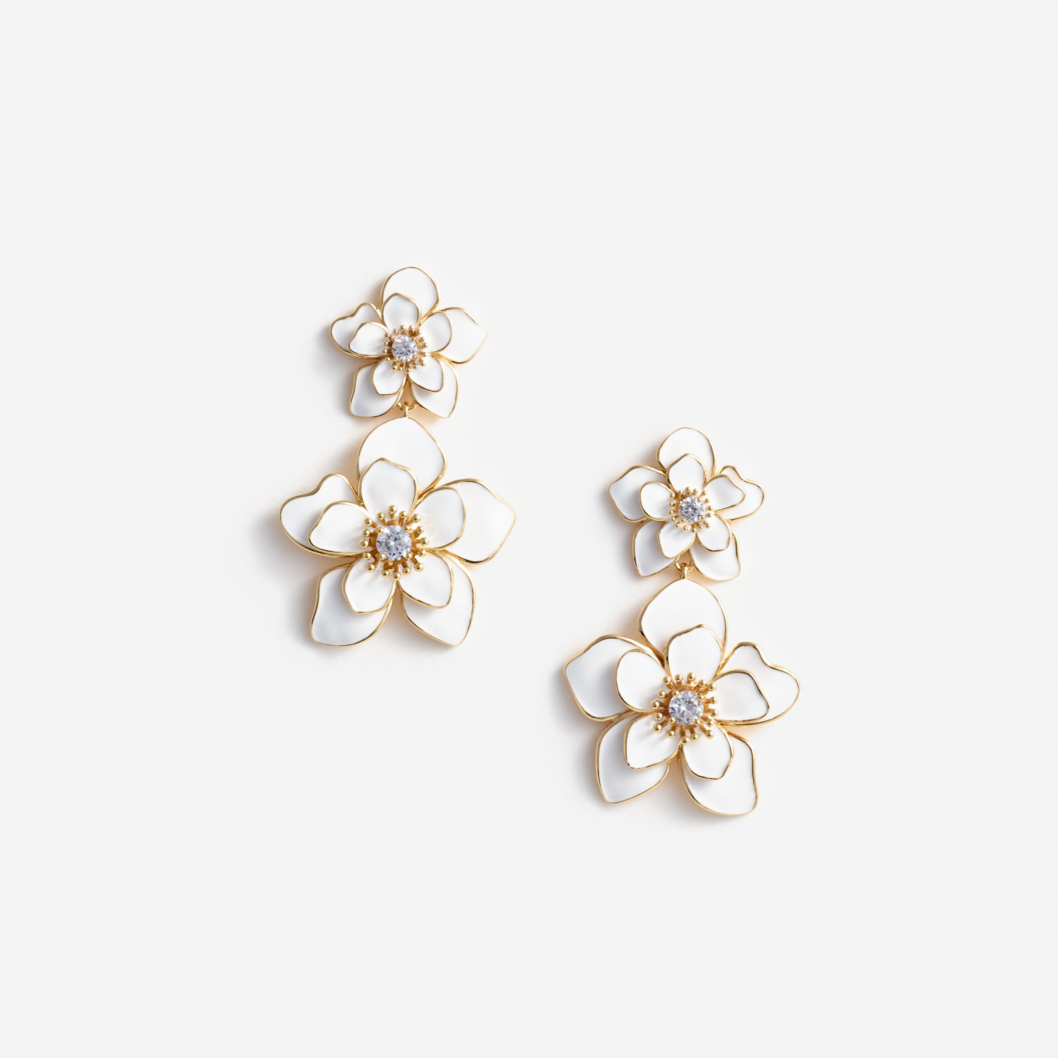 Enamel Flower Tiered Earrings