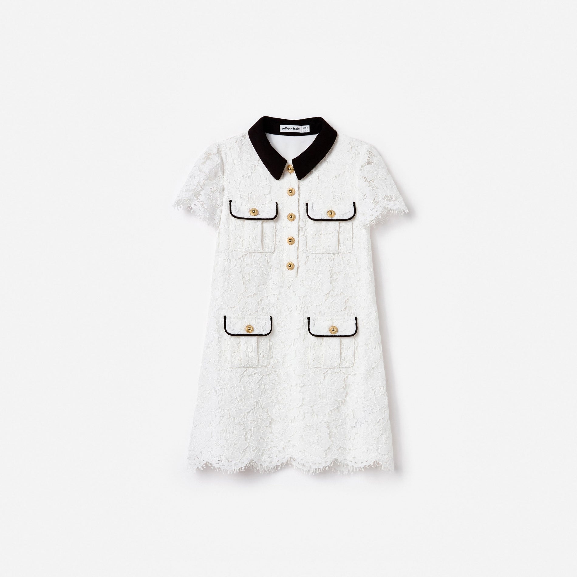 White Lace Contrast Collar Dress