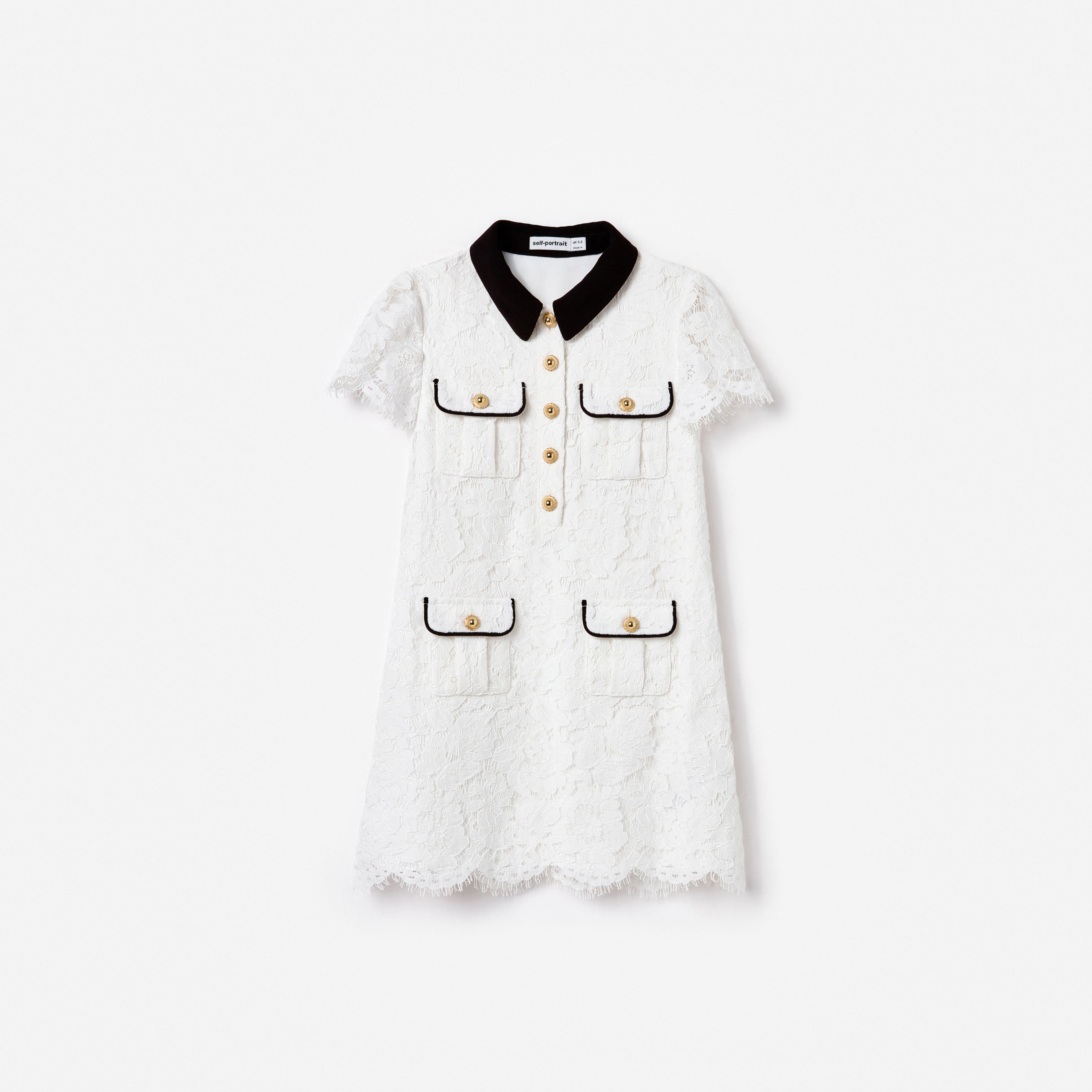 White Lace Contrast Collar Dress