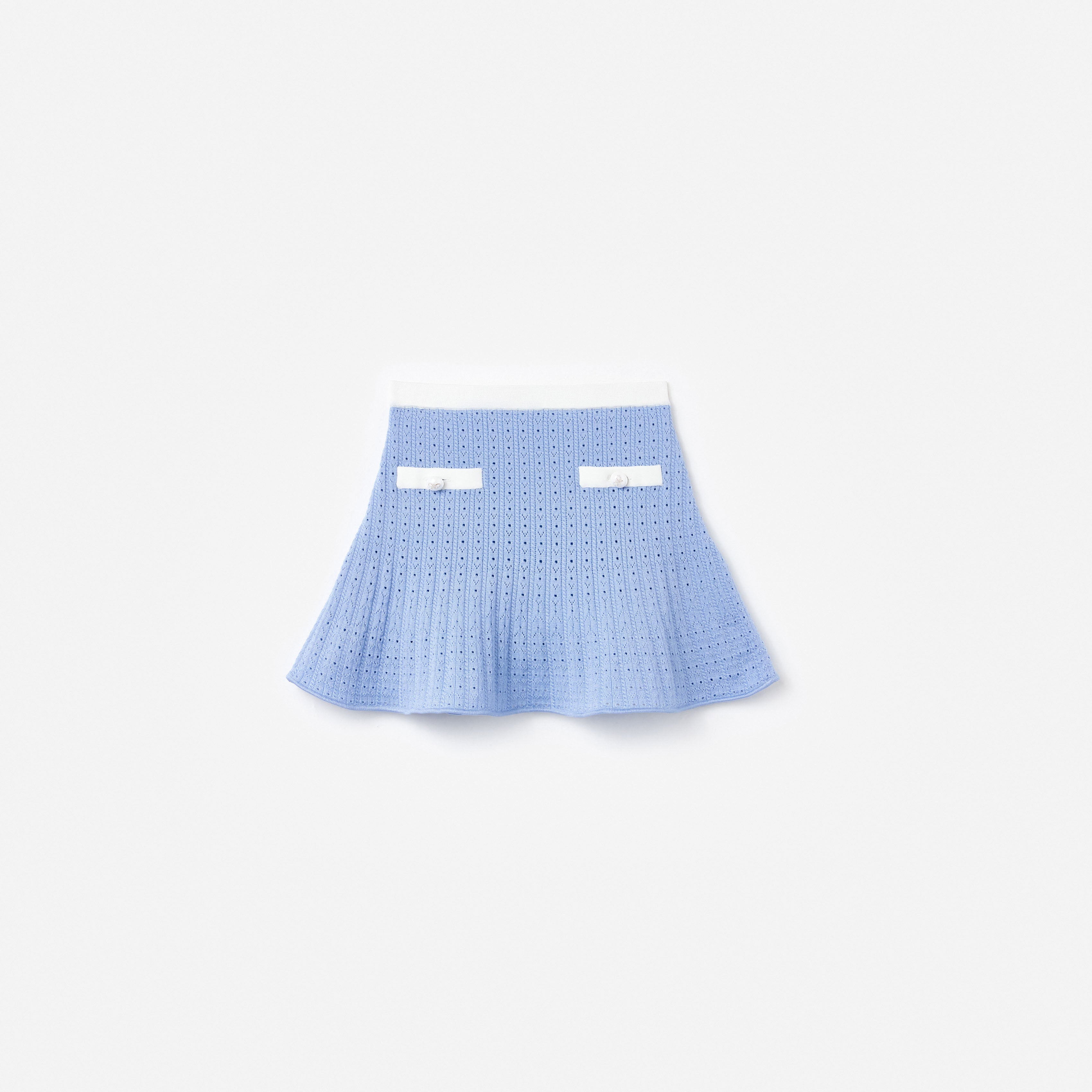 Blue Pointelle Knit Skirt