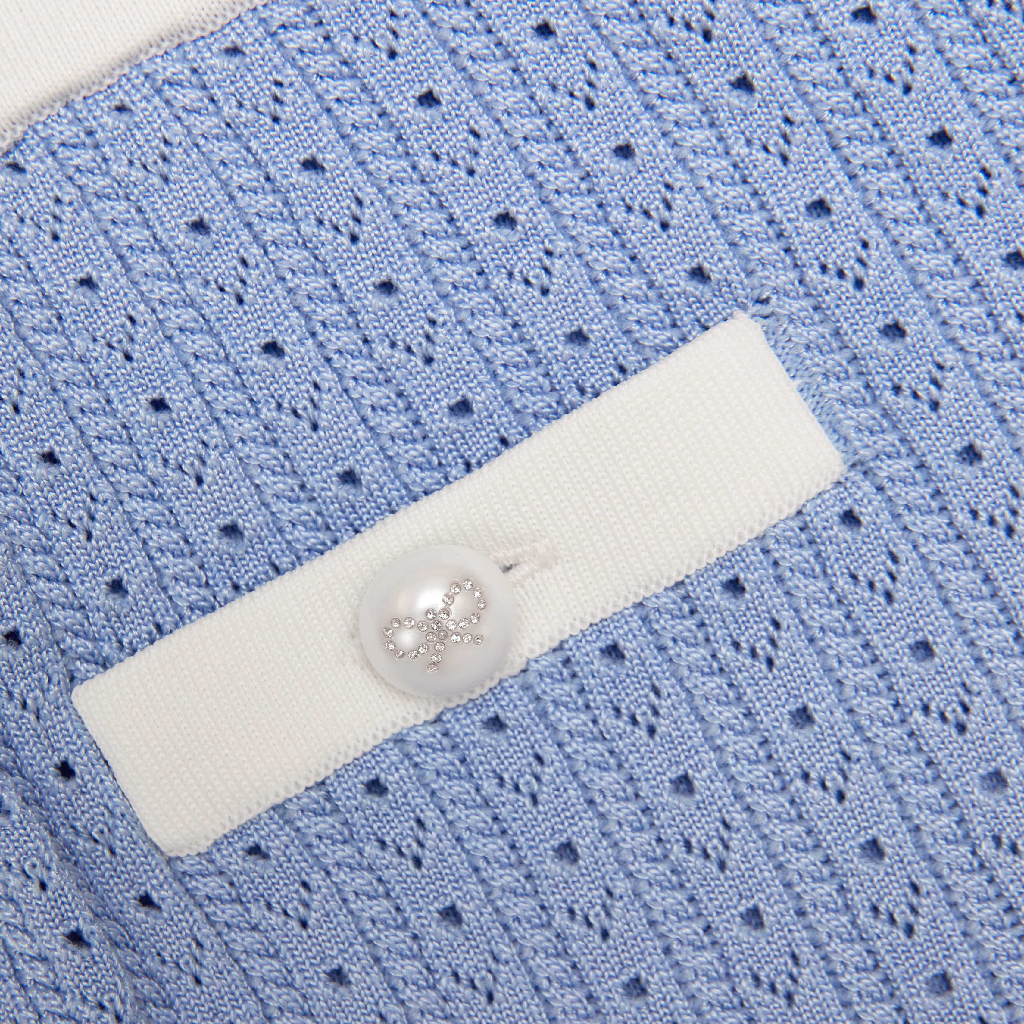 Blue Pointelle Knit Skirt