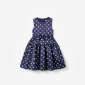 Navy Taffeta Polka Dot Dress