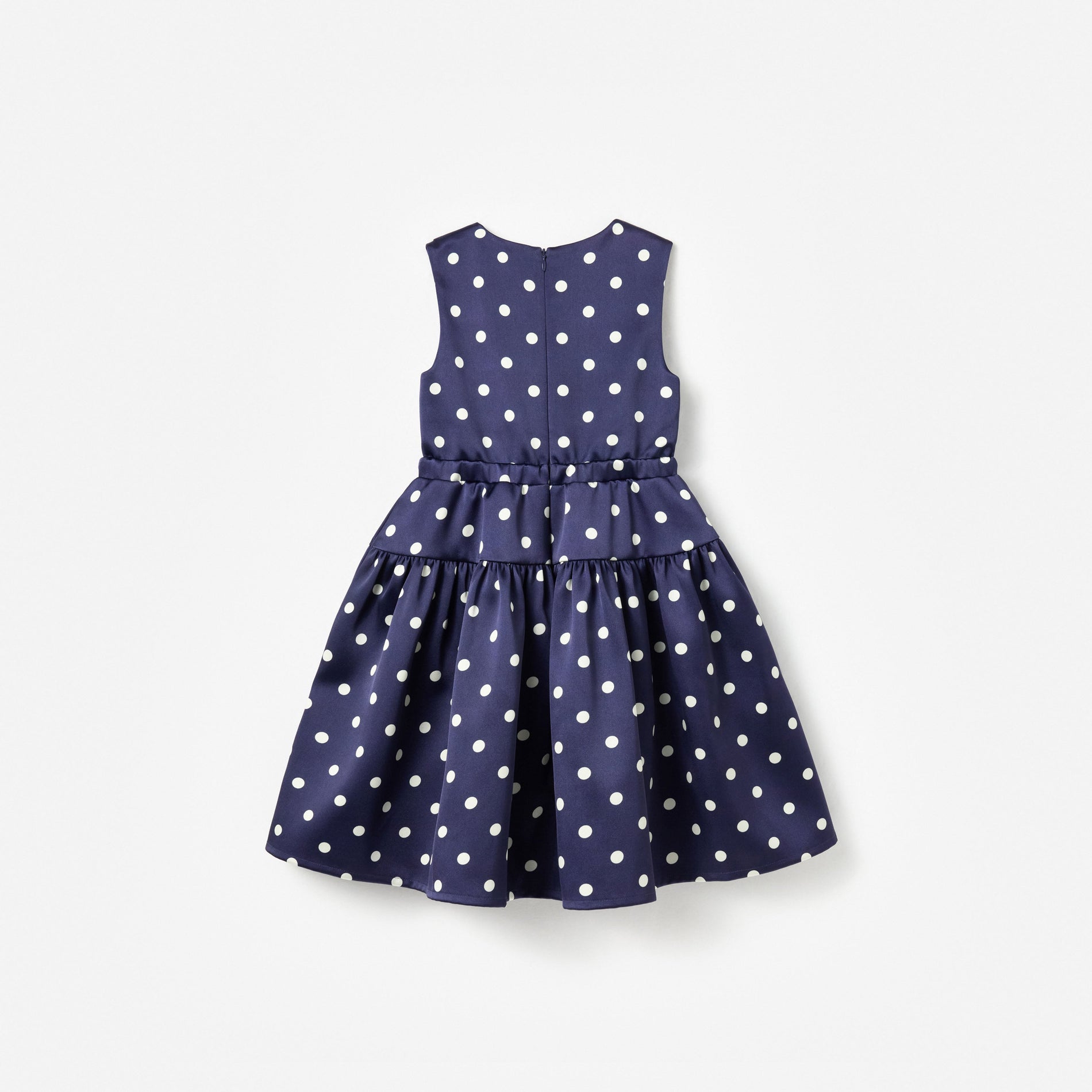Navy Taffeta Polka Dot Dress