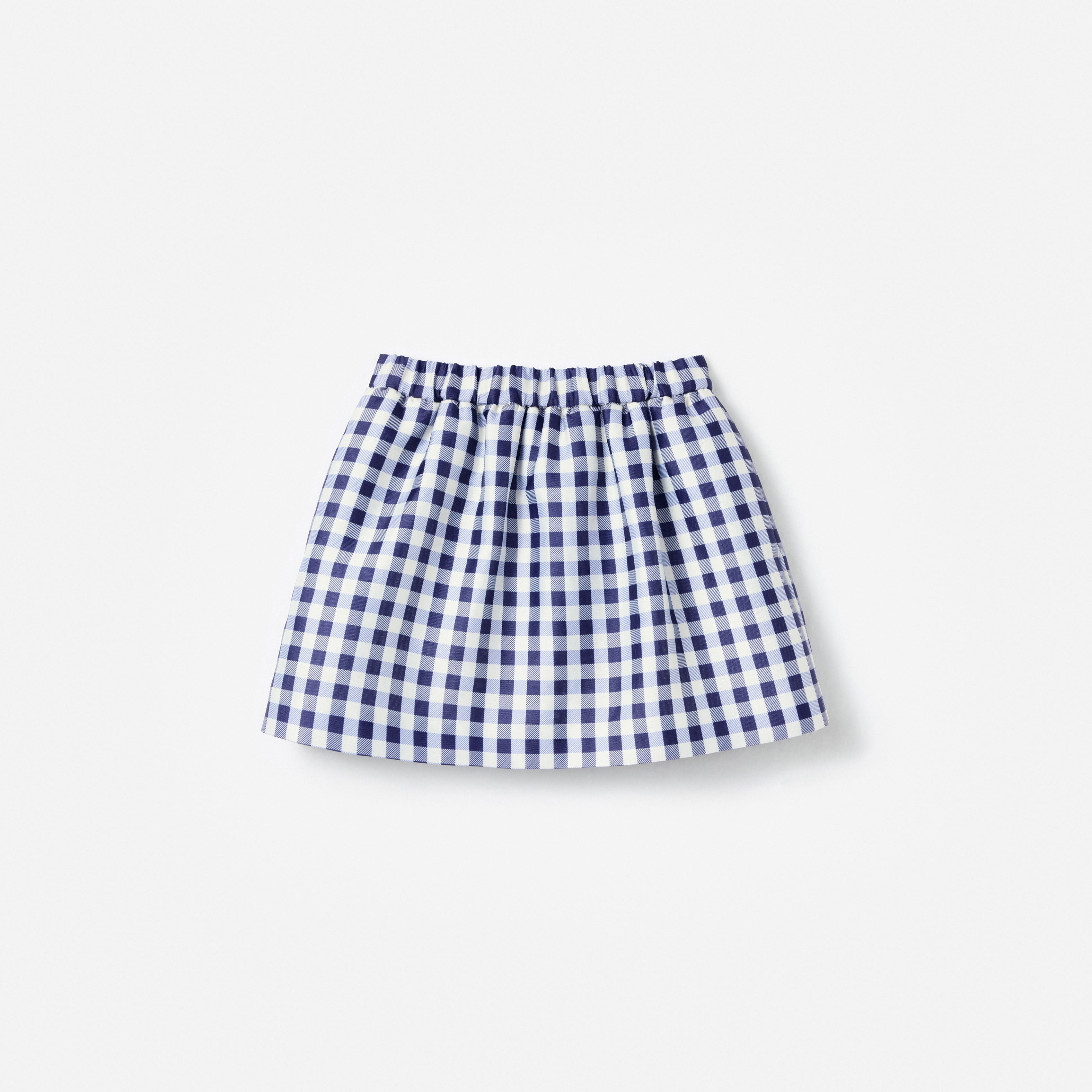 Navy Gingham Taffeta Skirt