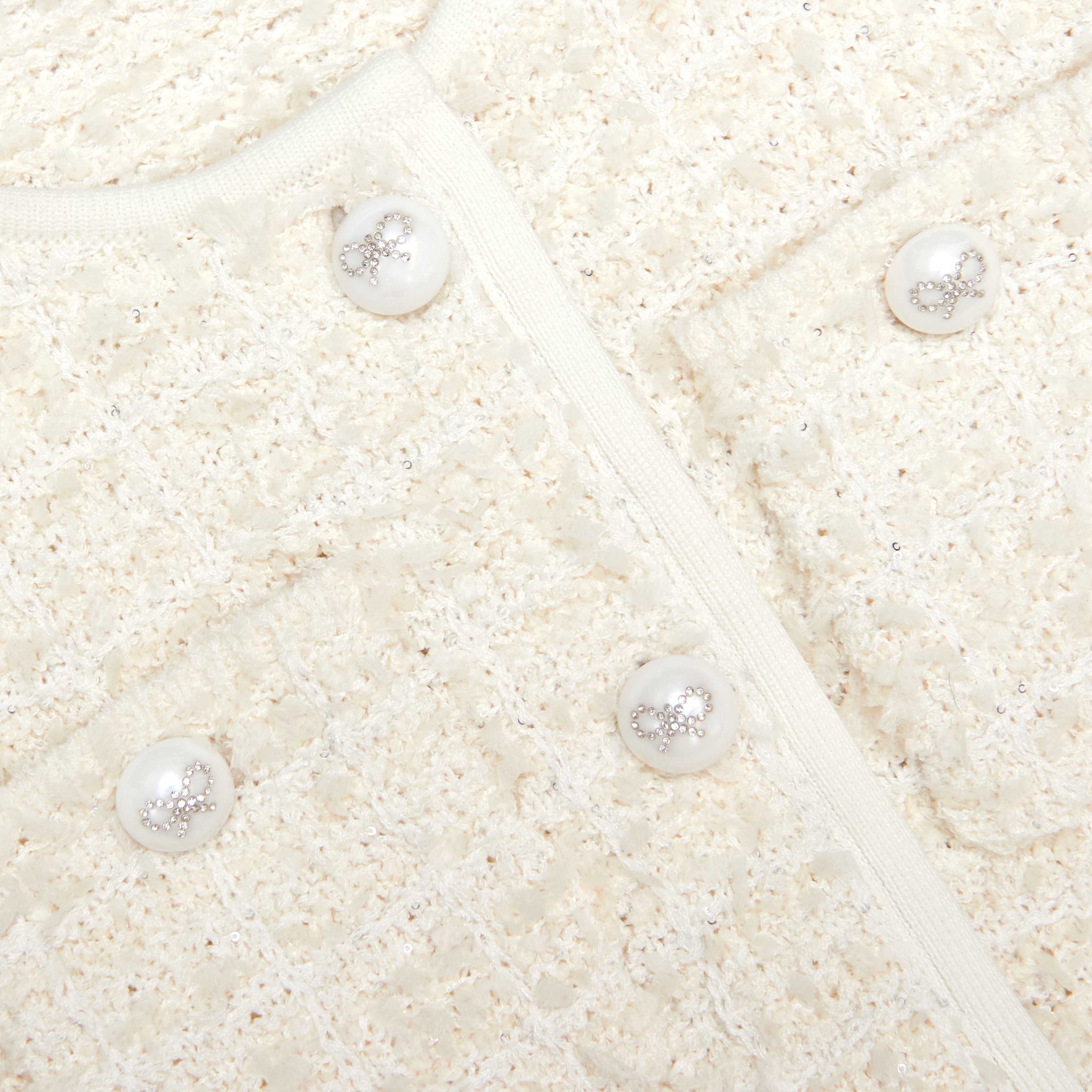 Cream Textured Bow Detail Cardigan