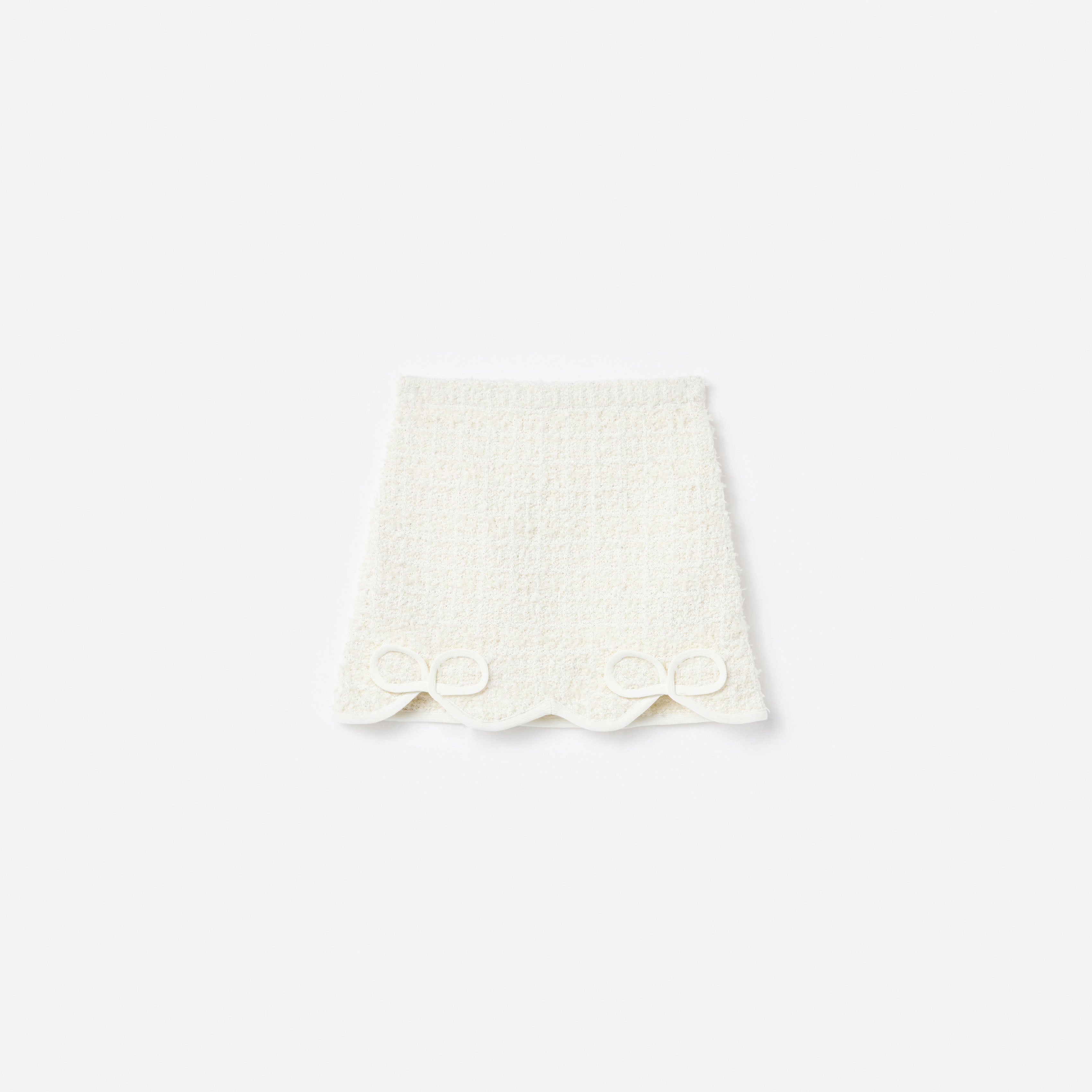 Cream Textured Bow Detail Knit Skirt