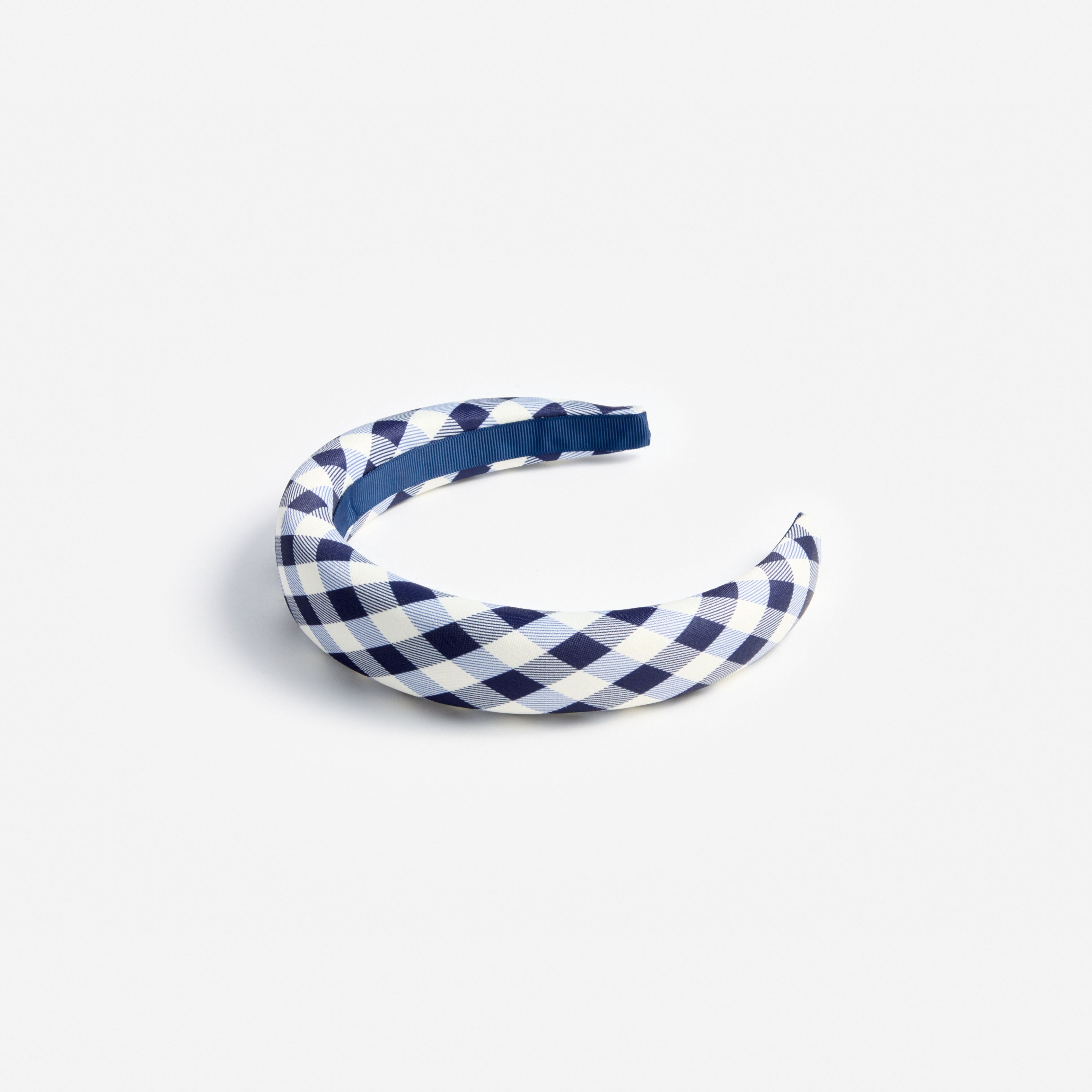 Navy Gingham Taffeta Headband