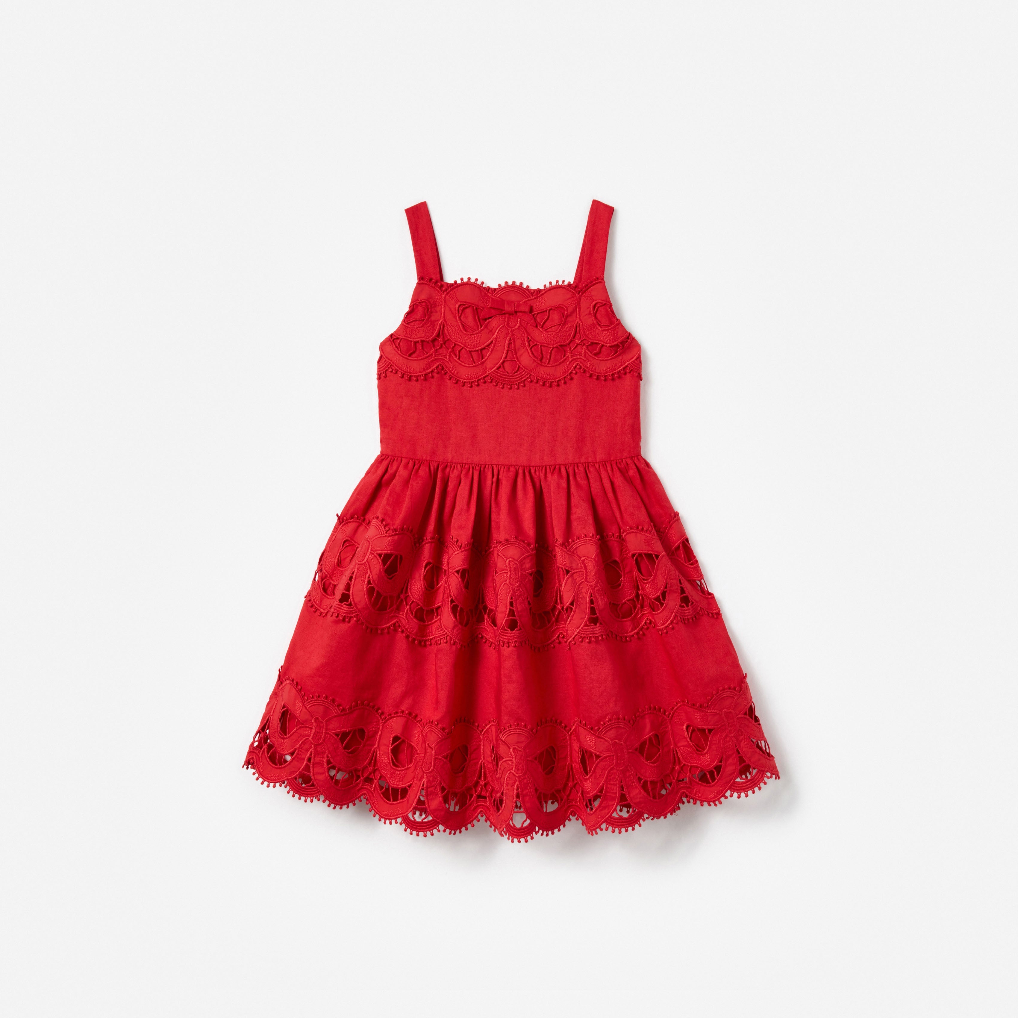 Red Linen Bow Dress