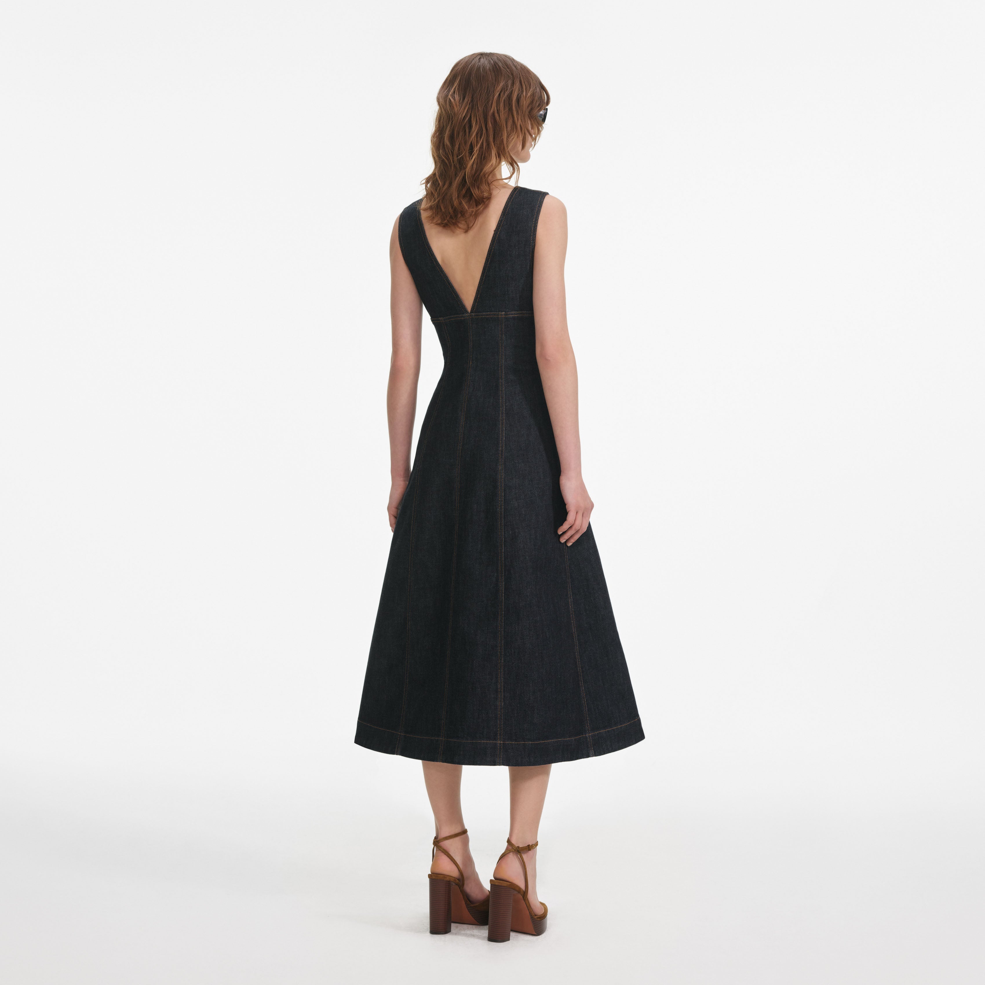 Indigo Denim Midi Dress