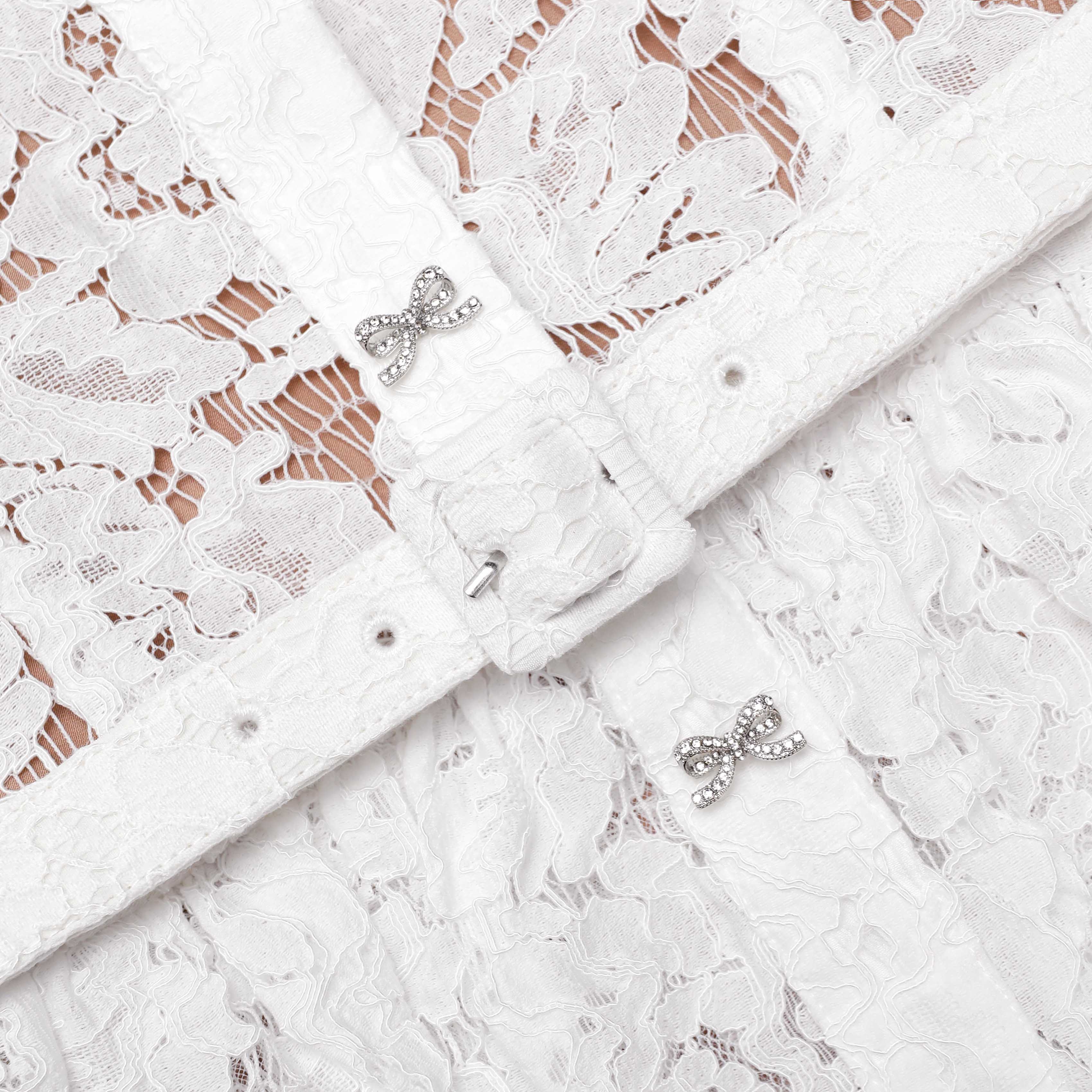 White Lace Peplum Midi Dress